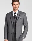 Смокинг для жениха с вырезом на заказ, мужские серые костюмы для жениха, Свадебный Лучший человек (пиджак + брюки + галстук + жилет) B932