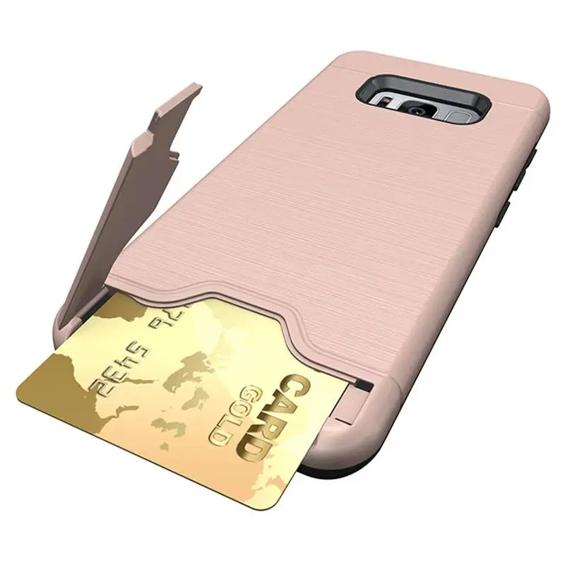 Rose Gold Мягкий резиновый Гибридный PC противоударный чехол со слотом для карт для samsung Galaxy S10e S10 S9 S8 Plus S7 Edge A8 Plus чехол Funda - Цвет: Rose Gold