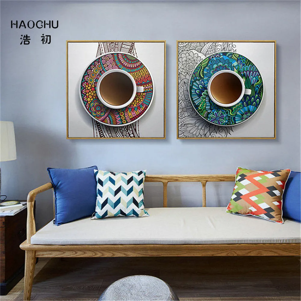 HAOCHU Новый китайский стиль синий и белый фарфор фрески холст настенная живопись