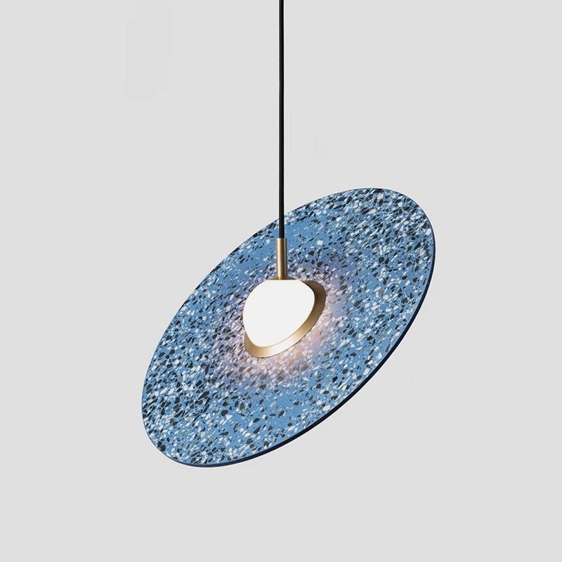 

Simple post-modern disc art terrazzo creative pendant lamps personality bar UFO cement pendant light