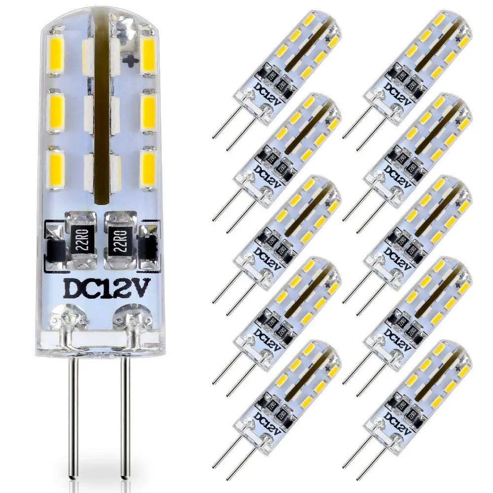 10 Pack - DC 12V G4 LED Bulbs 1 Watt 24 x 3014 SMD 80LM Equivalent 10W Halogen Lamp Warm White 2700K 3200K | Лампы и освещение