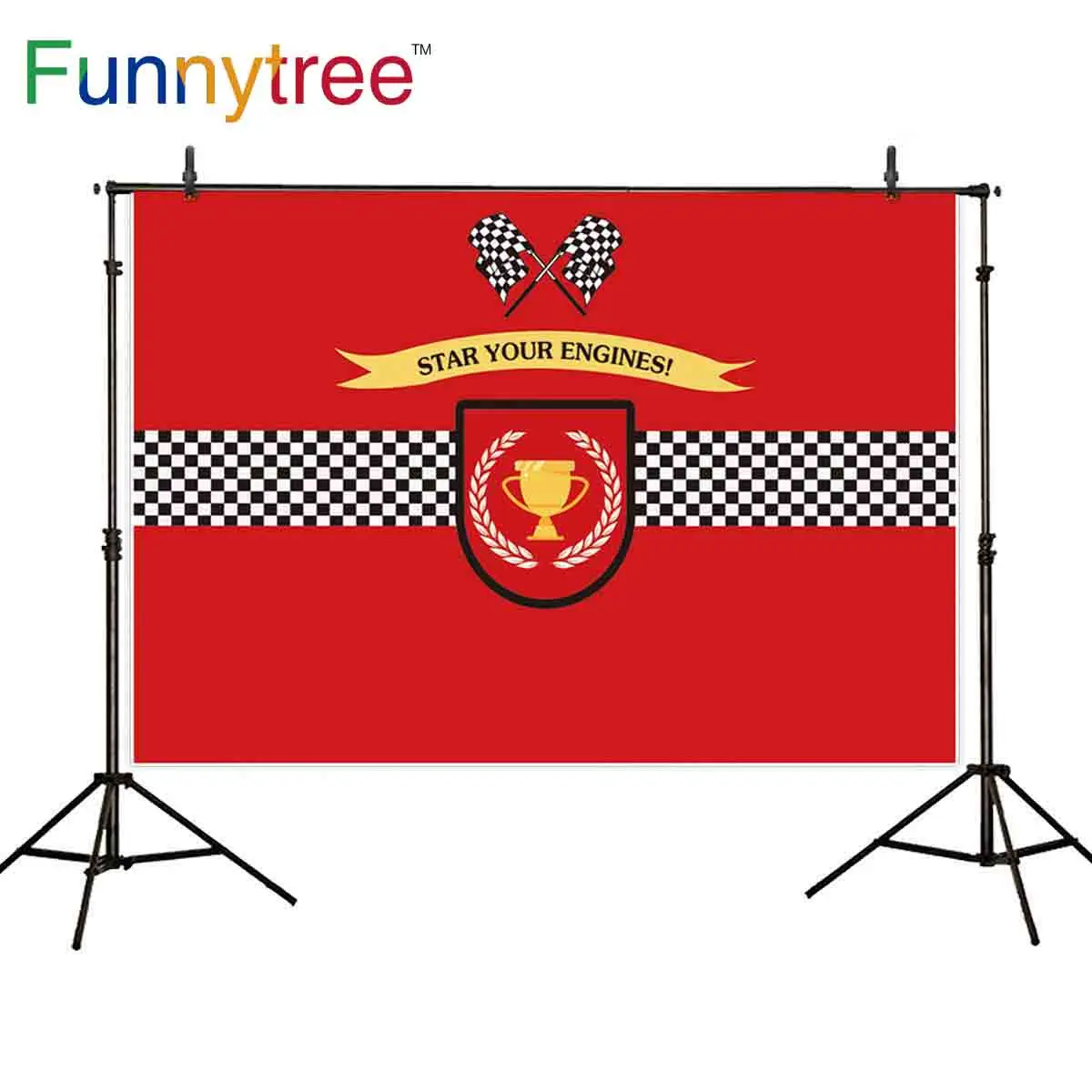 

Вечерние фоны Funnytree для гоночной машины, Фотофон с красной звездой для фотосъемки с вашим двигателем на день рождения, Фотофон