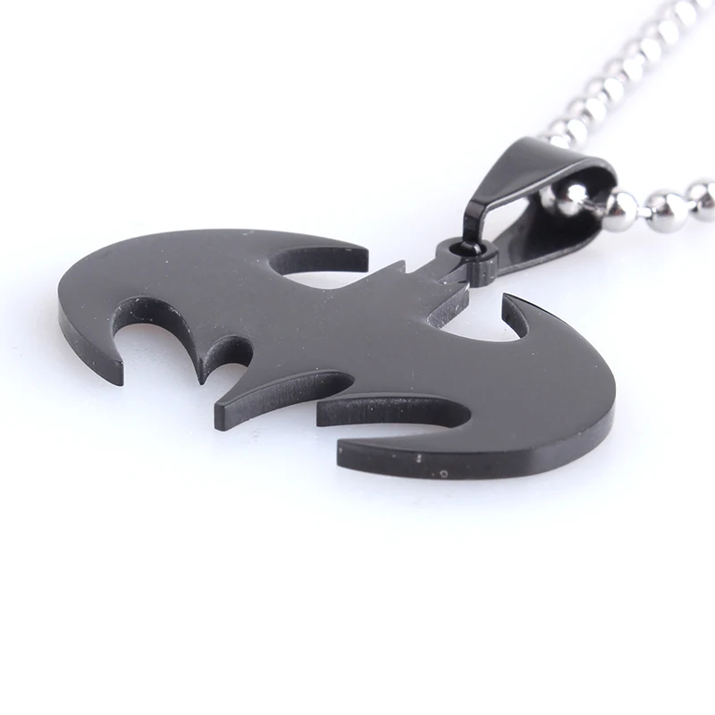 Черный Бэтмен Нержавеющей Стали 316L кулон ожерелья цепи шарика для женщин людей