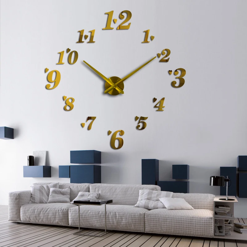  Hot Sale Home Decoration Wall Clock Design Acrylic Mirror Clocks Stickers accessories Living room|Настенные часы| |