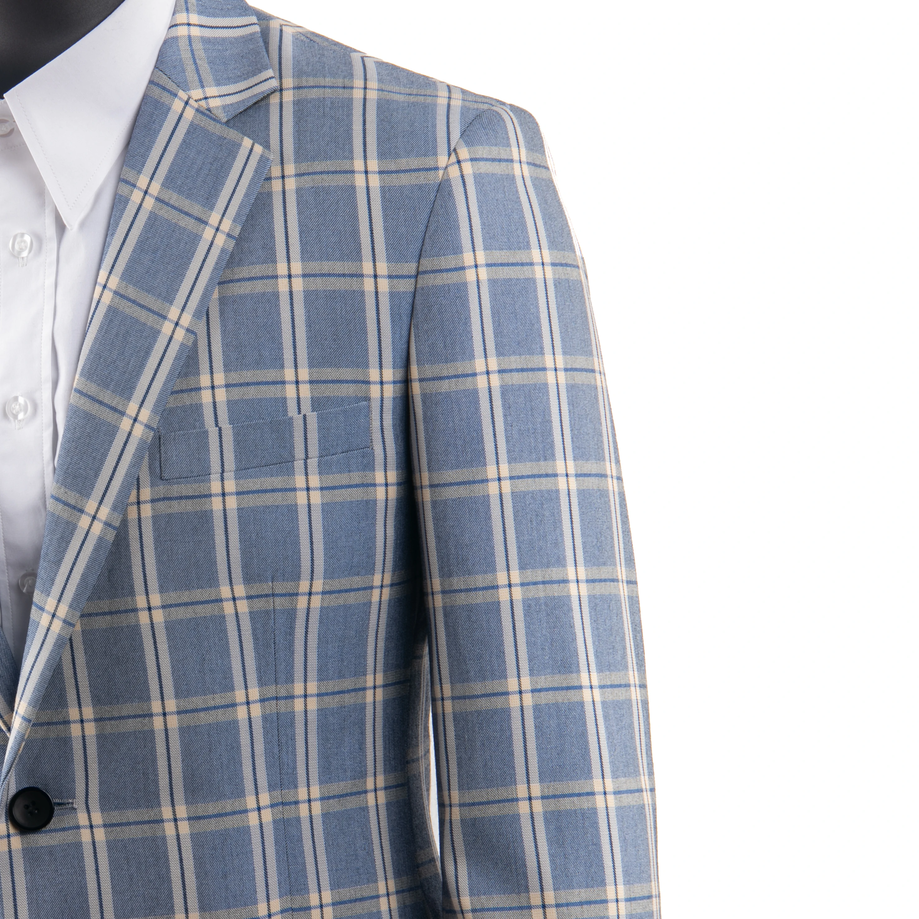 Light Blue Grey Plaid Men Suit Custom Made Slim Fit Two-piece Casual Suits For Patterned Costume Sur Mesure | Мужская одежда