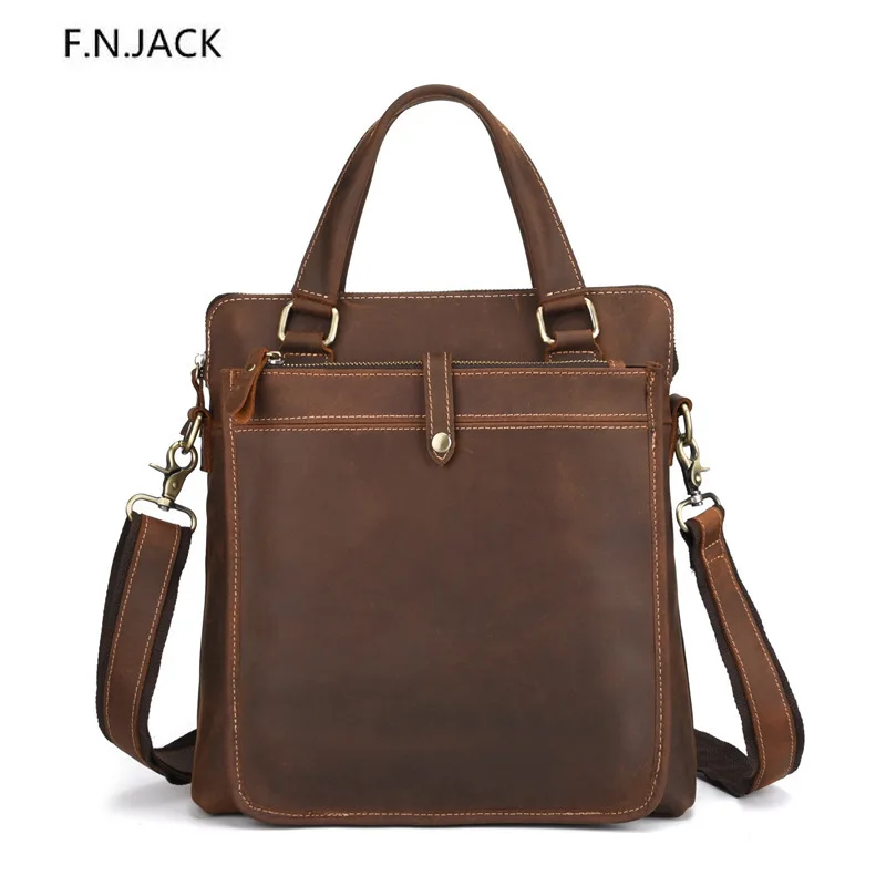 Мужская кожаная сумка мессенджер F.N.JACK модная маленькая через плечо из