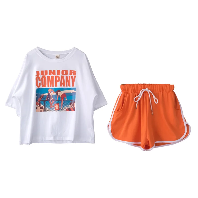Модный крутой спортивный стиль шорты для девочек летний комплект одежды новинка