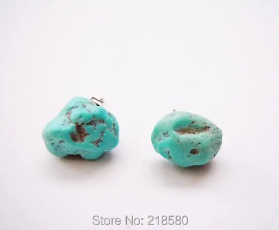 

SER-001 Raw Blue Howlite Nugget Stud Post Earrings silver or gold
