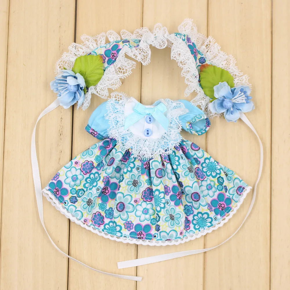 Наряды для куклы Blyth синее платье с цветами и лентой волос ледяного NEO BJD ICY dbs 1/6|blythe