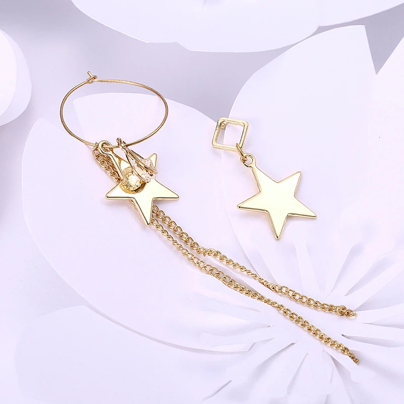 Lexile Модные Простые длинной кисточкой Длинные висячие серьги золото Цвет звезда