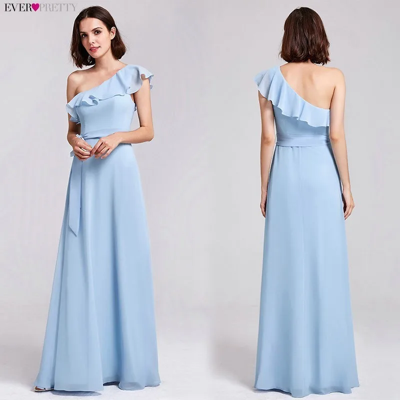 Женское шифоновое платье подружки невесты Ever Pretty Элегантное длинное синее