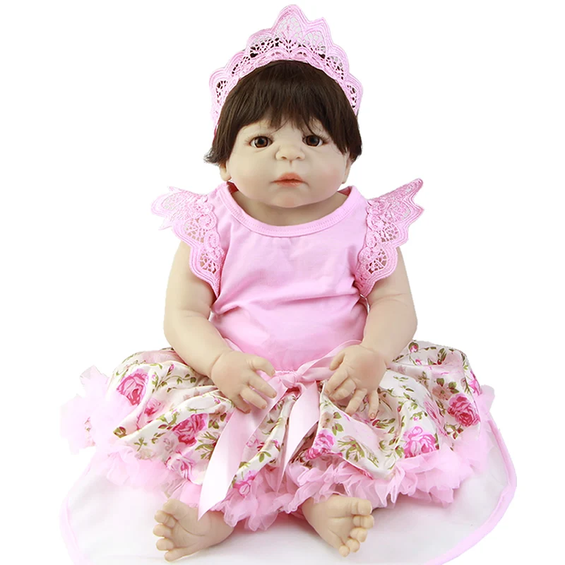 Живой 23''Reborn маленьких кукол из белой кожи Размер в жизнь для девочек Baby Doll