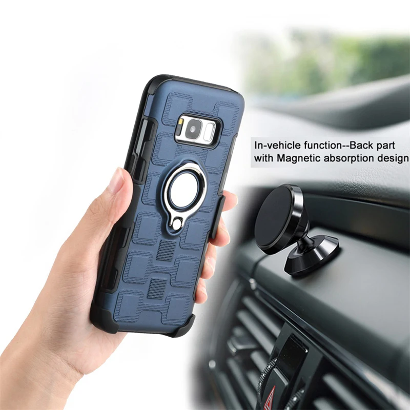 Note9 армированный силиконовый чехол с кольцом на палец для Samsung Galaxy s8 S9 plus Note 8 9