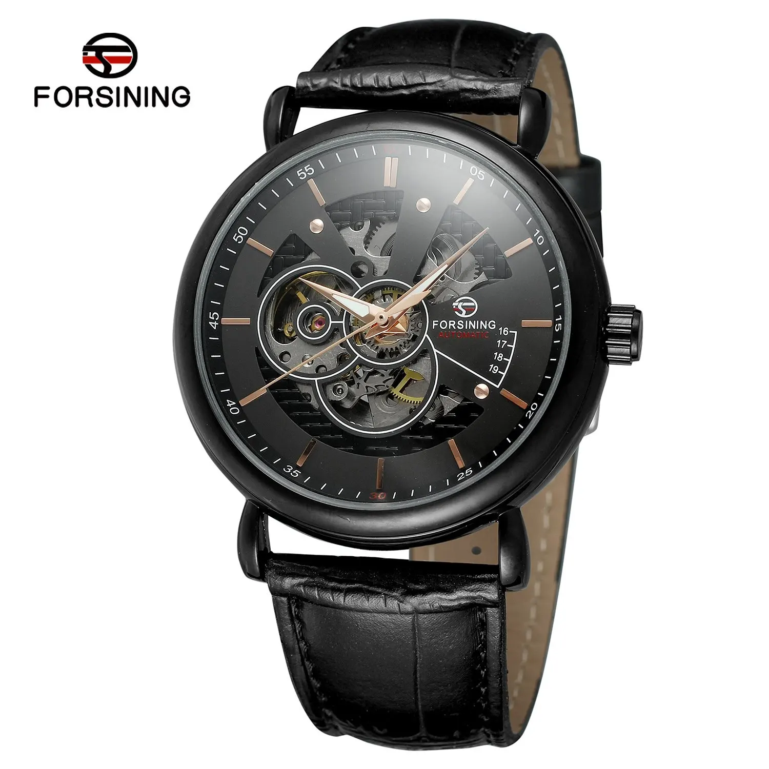 Часы наручные Forsining Мужские механические брендовые классические с золотистым