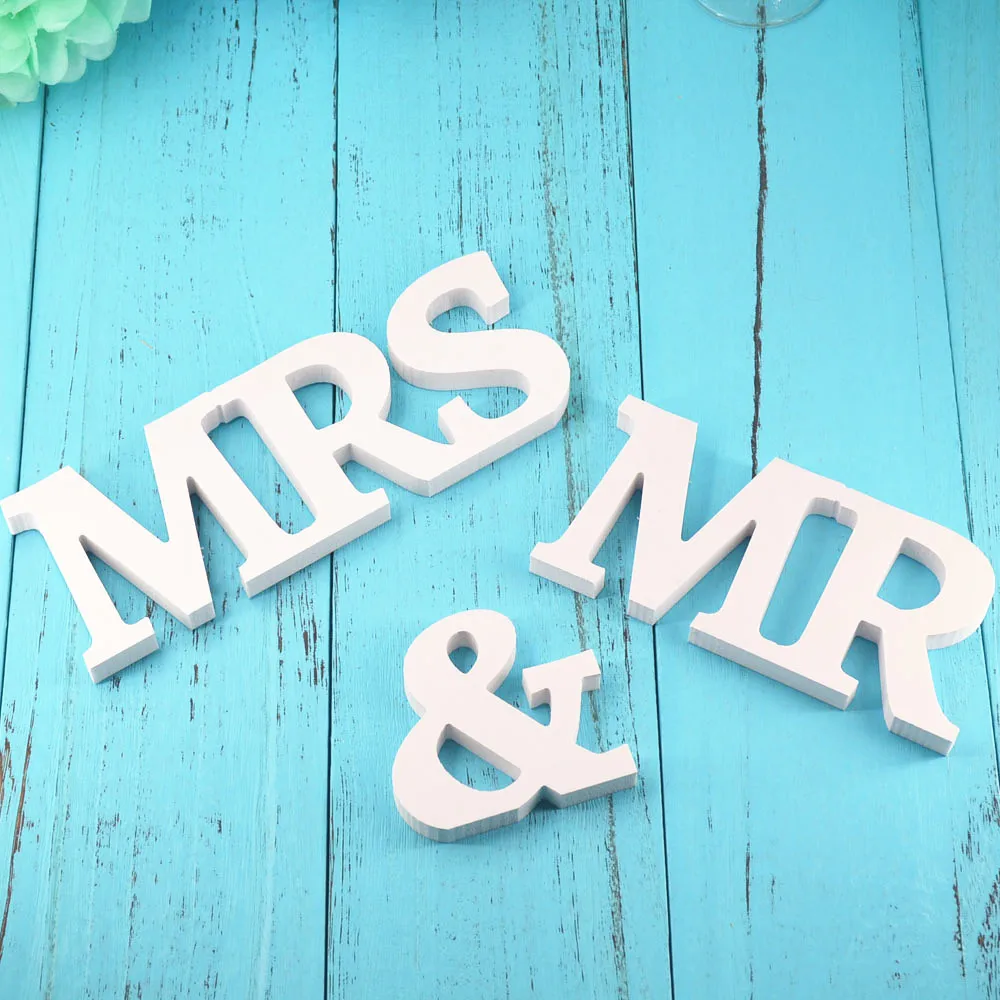 Свадебные украшения буквы 3 шт./компл. ПВХ Mr& Mrs женитьба Алфавит день рождения DIY декоративные белые буквы знак аксессуары