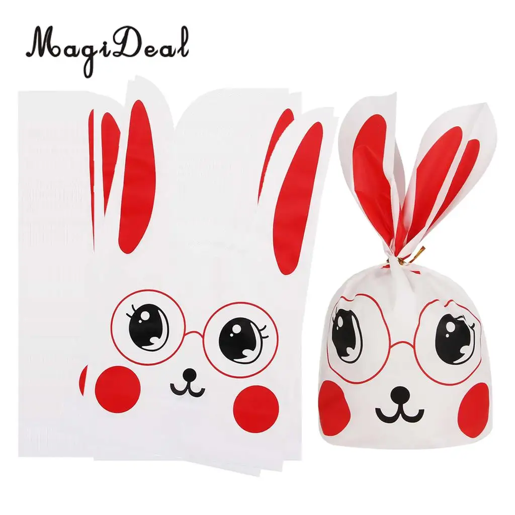 MagiDeal 50 шт./лот Kawaii Кролик уши хлебобулочные печенья угощения сумки упаковочный пакет для печенья самоклеющиеся вечерние подарочные сумки - Цвет: Rabbit M
