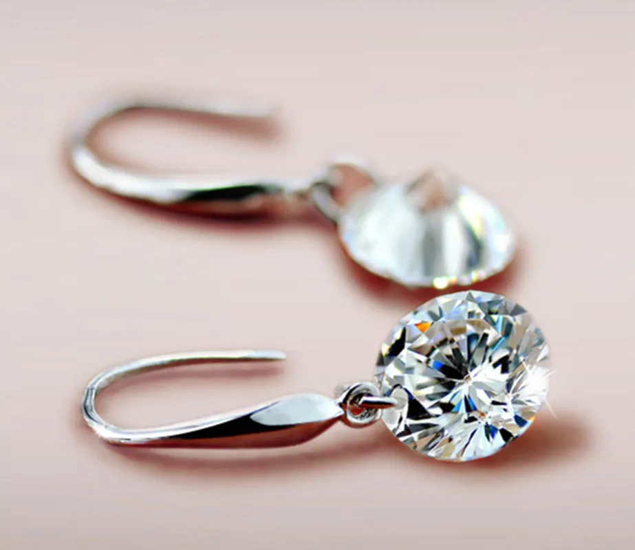 Роскошные Сияющий белый горный хрусталь шпильки серьги привлекательные