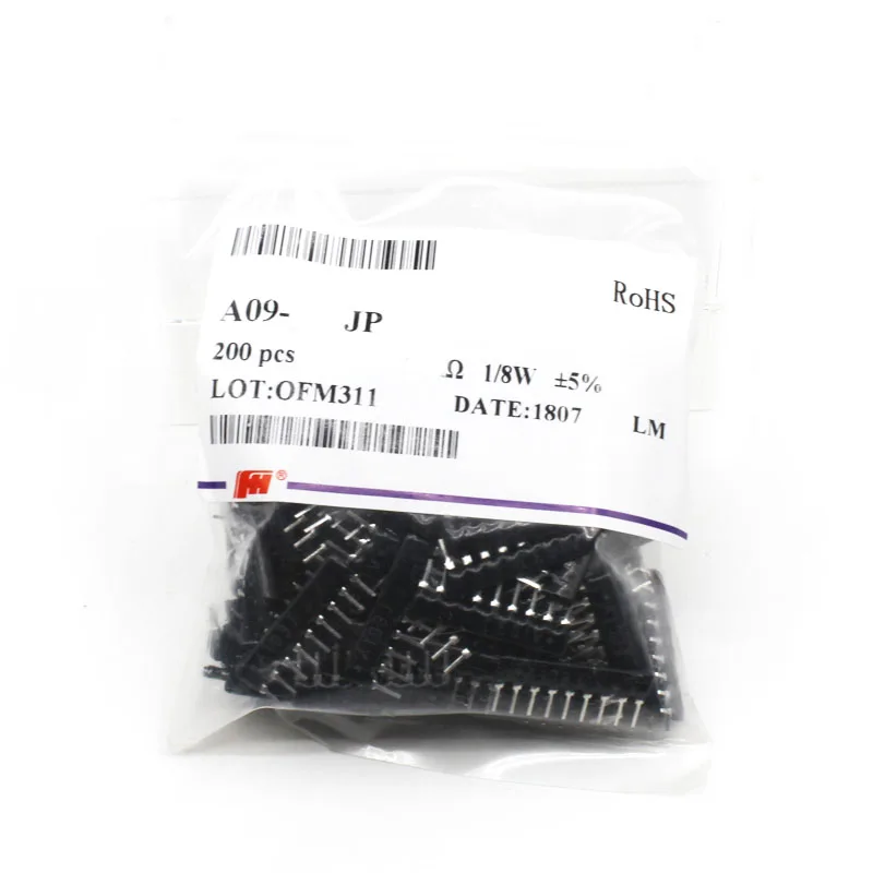200 шт. массив резисторов 1/8 Вт A09 9Pin резисторная матрица сети Ohm 5% 100R до 1M 100 1K 2K 3K |