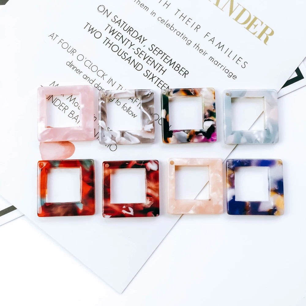 Ear Drop 8 Colors Square Earring Accessories Pendant Necklace Charms Diy Handmade Material 6pcs | Украшения и аксессуары