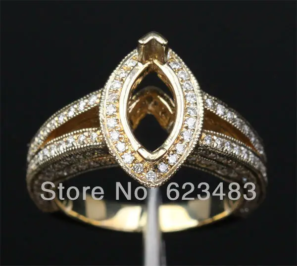 

5x10mm Marquise Cut 14kt Yellow Gold Semi Mount Ring Setting