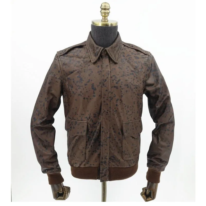 

A2 Flying Genuine Leather Jackets American Pilot Cow Skin Camouflage Genuine Leather Coat