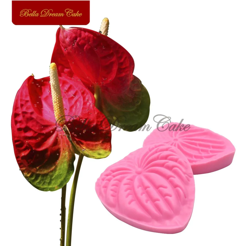 Большая силиконовая форма Anthurium Andraeanum Flower Veiner форма для мастики помадка сахарная елка инструмент для украшения торта жаростойкая посуда