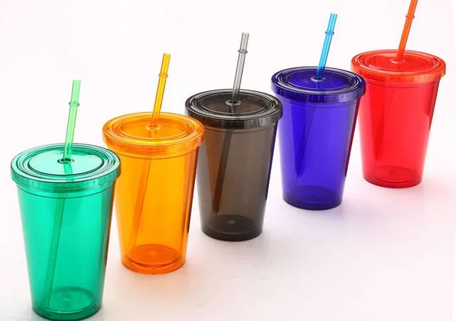 Пластиковые стаканы с двойными стенками и крышками соломинки чашки для питья