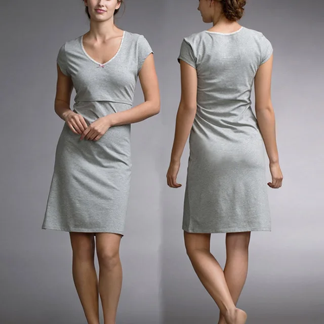 

Nursing Pajamas V-neck Pregnant Breastfeeding Nightgown Dress Women Maternity Sleepwear For Pregnancy Women Nightwear Dresses