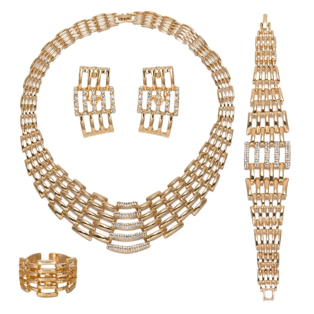BAUS Модные Винтажные полые африканские Ювелирные изделия Набор золотого цвета