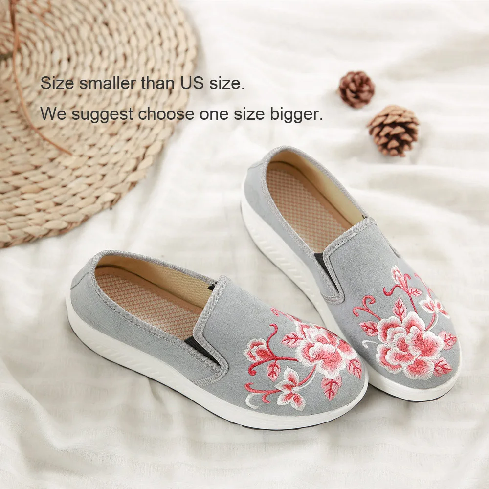 Vintage Embroidery Sneakers Women Ladies Floral Embroidered Platform Shoes Woman Casual Ethnic Spring Female | Обувь