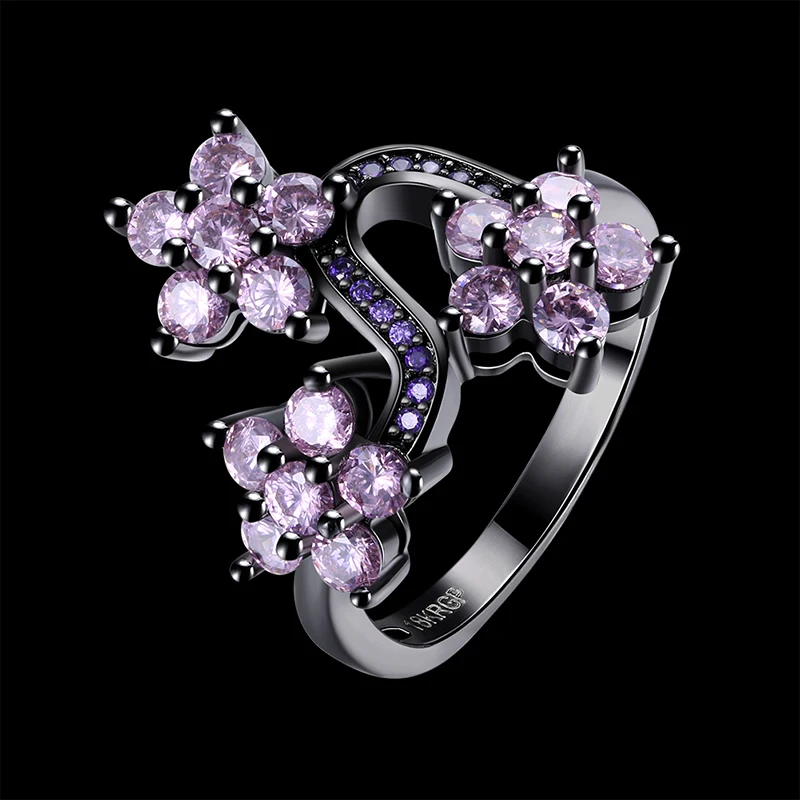 Nobby обручальное кольцо с цветком высшего качества фианит циркон кристалл черный