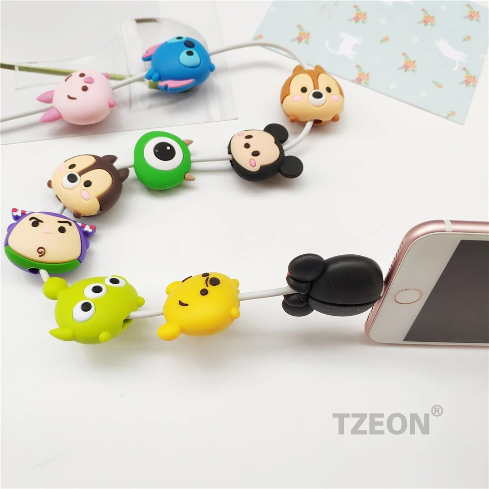Мультяшная фигурка кабель протектор для IPhone Lightning type C Micro USB TSUM линия данных силиконовая бобина для samsung Xiaomi huawei