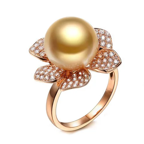 Женское кольцо с имитацией под жемчуг, кольцо золотого светильник с фианитом