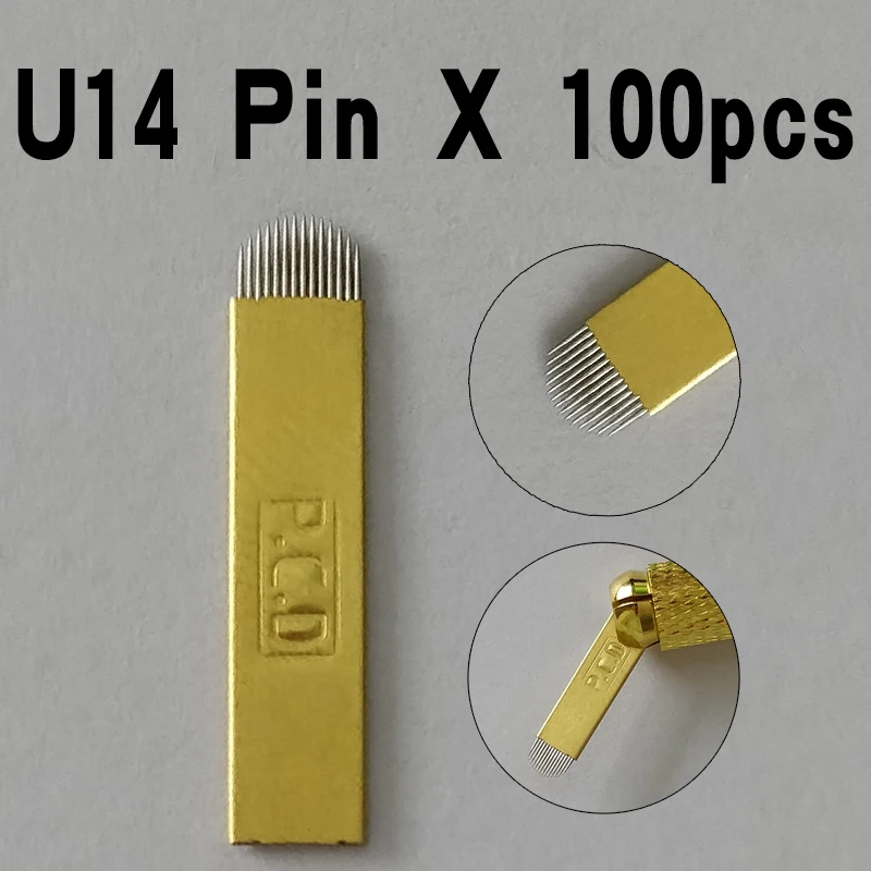 100 шт pcd 14 pin u форма твердая игла микроблейдинг жесткие лезвия карандаш для бровей