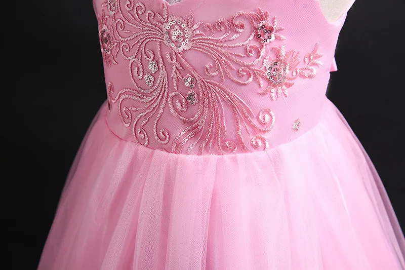 kids dresses for girls baby girl clothes Sleeveless Beads tutu dress tunic party Wedding presiding Pure color | Детская одежда и
