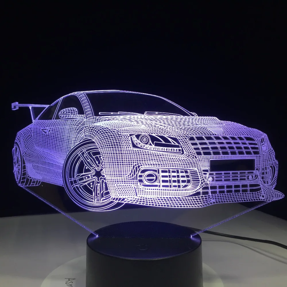 Быстрая светодиодный автомобиля светодиодная лампа USB 3D 7 цветов Сенсорный пульт
