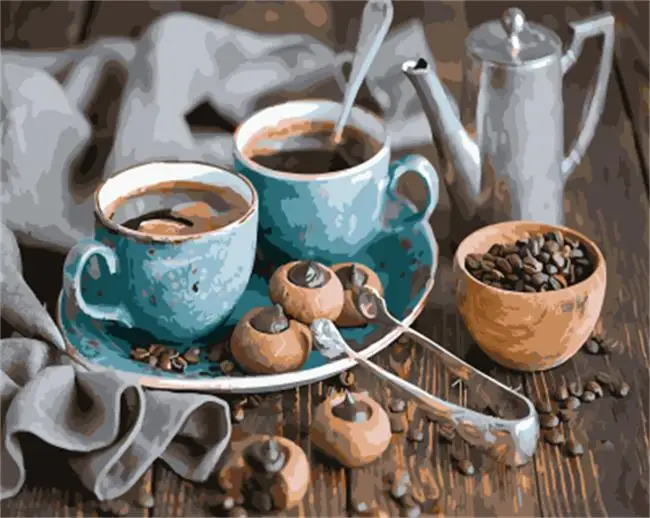 DRAWJOY картина в рамке DIY живопись по номерам картина маслом кофе живопись и каллиграфический домашний декор натюрморт