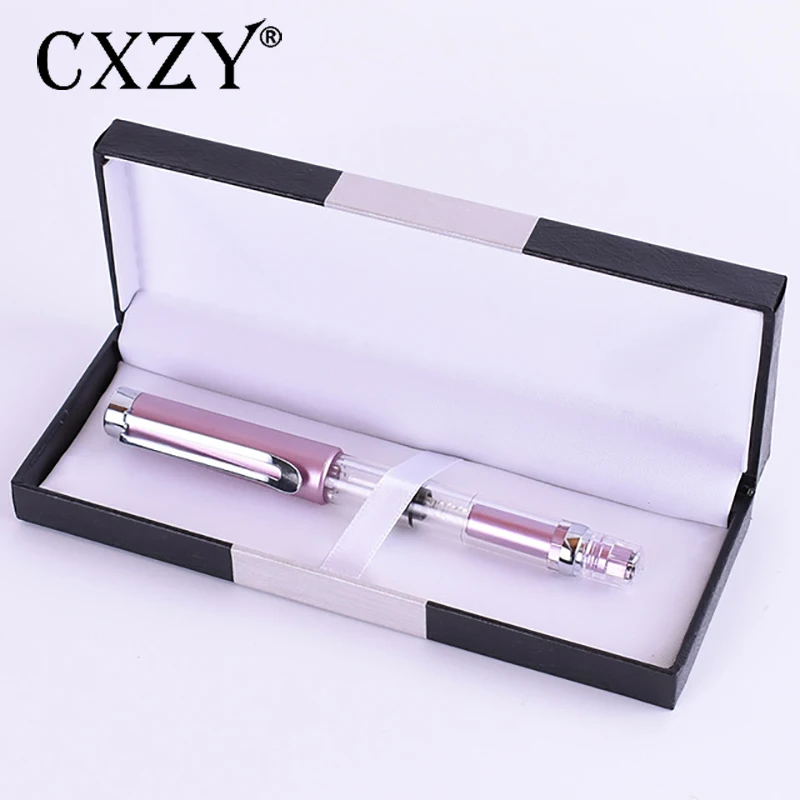 

CXZY Высокая поршневая прозрачная авторучка Классический розовый 0,5 0,38 Iraurita nib каллиграфия чернила розовое золото Зажим роскошный офис 1G806