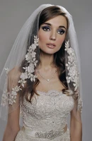 wome elbow length 75cm short veil two layers appliques whiteivory wedding veil bridal veil