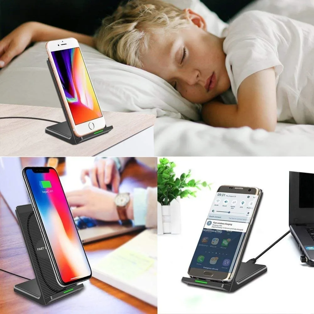 Беспроводное зарядное устройство Qi Беспроводная зарядная подставка для iPhone Xs Max 8 8 Plus XR XS X10W samsung Galaxy S9 S9+ S8 S8