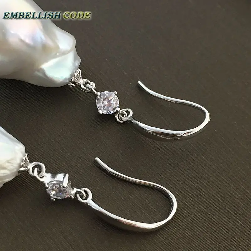 Барокко Жемчуг Крюк Циркон стиль Висячие серьги белый цвет пламя шар ткани ядро