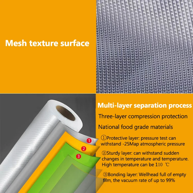 100pcs Food Vacuum Storage Bag For Kitchen Fruit Vegetable Fresh-Keeping Snack Suitable Microwave Frozen Refrigerated | Дом и сад