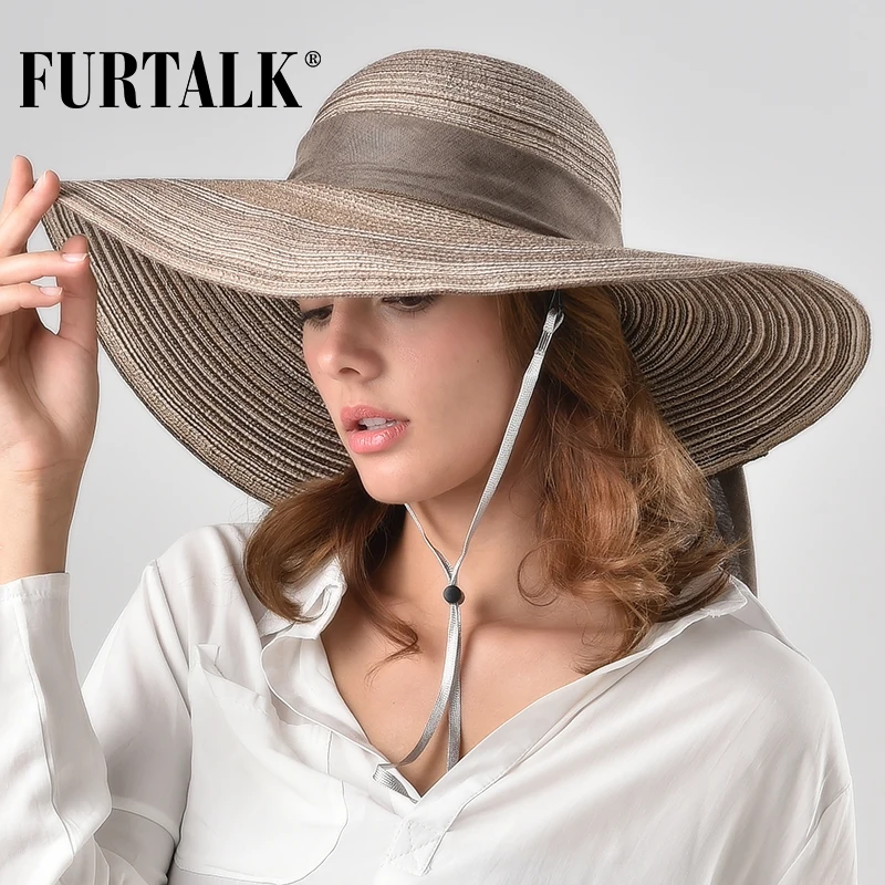 FURTALK ВС шляпы для женщин соломы летняя шляпа пляжные девочек Женская УФ Защитная