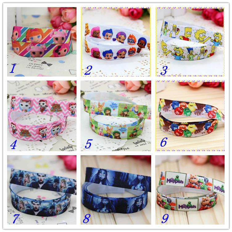 

5/8'' Free shipping Fold Elastic FOE cartoon lala callies printed headband headwear hairband diy decoration wholesale OEM D102