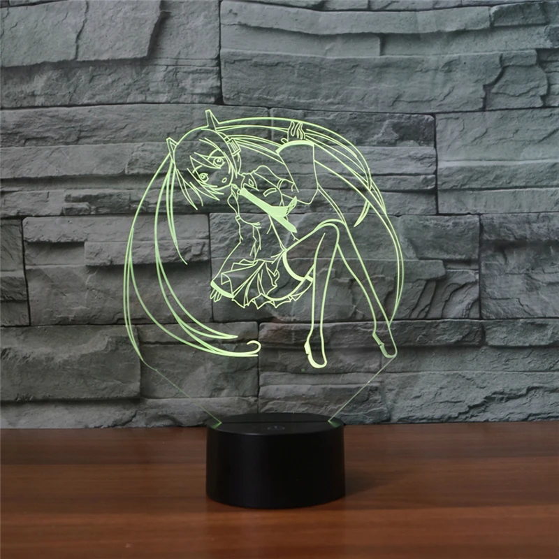 Светодиодный 3d-ночник hatsune miku моделирование ночника RGB прикроватная лампа для спальни usb настольная лампа Светодиодная лампа с сенсорным управлением Новинка Декор lampa
