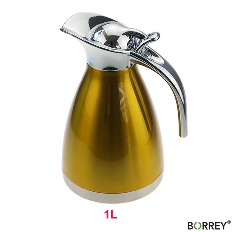 BORREY 2L термос из нержавеющей стали термос для горячей воды Изолированная кружка-термос кофейник Европейская стильная бутылка - Цвет: Yellow(1L)