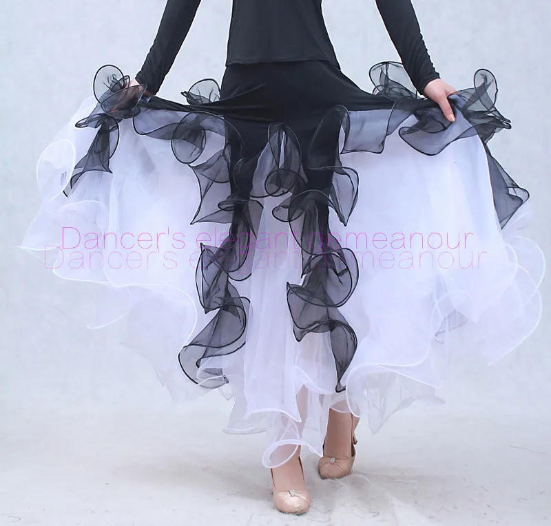 Новинка костюмы для бальных танцев сексуальные газовые гофрированные длинные