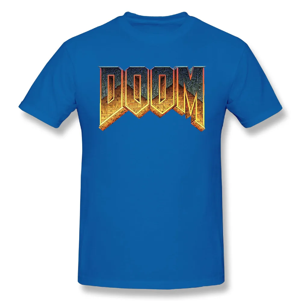 Чистый хлопок для мужчин Doom футболка крутая игра для мужчин модные футболки - Цвет: Синий