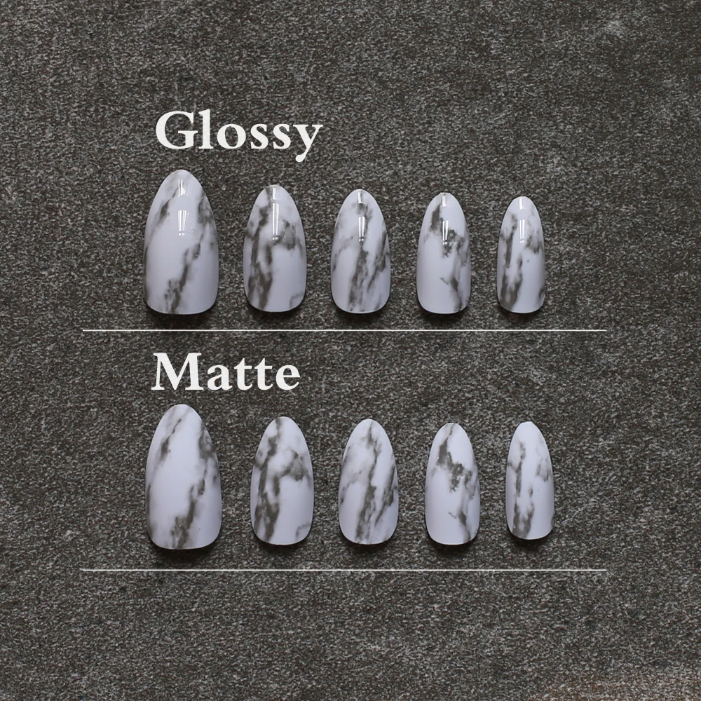 Marble stiletto nails белый черный Сделай Сам легко подобрать 24 шт серый глянцевый мрамор поддельные ногти/матовая OPP сумка настраиваемая коробка средняя