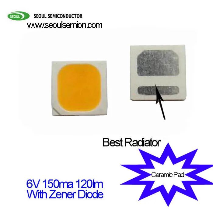 Оригинальный Сеульский 1 Вт 3030 SMD светодиодный Диод 6V 150ma 3000K 120lm/W Керамический